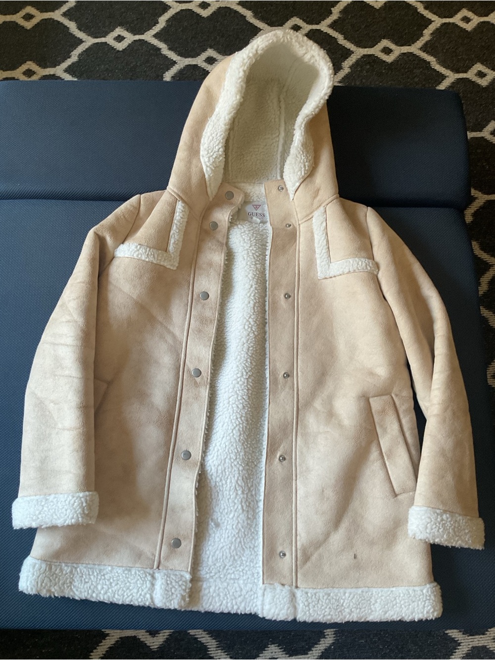 Guess Faux Suede Sherpa Hooded Jacket